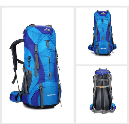 Ransel Dağı Suya Dayanıklı Trekking Sırt Çantası Polyester 70 Litre Sırt Çantası ISO