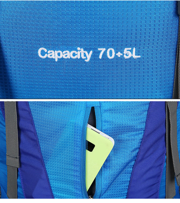 Ransel Dağı Suya Dayanıklı Trekking Sırt Çantası Polyester 70 Litre Sırt Çantası ISO
