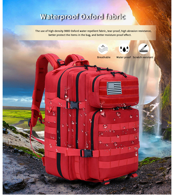 Kırmızı Polyester Taktik Seyahat Laptop Sırt Çantası 45L Açık Askeri Sırt Çantası