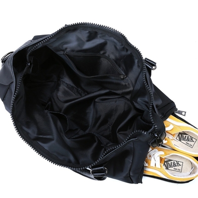 Ayakkabı Bölmesi ile Siyah Erkek Spor Duffle Çanta Naylon Gym Duffle Çanta