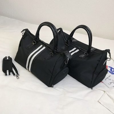 Ayakkabı Bölmesi ile Siyah Erkek Spor Duffle Çanta Naylon Gym Duffle Çanta