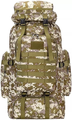 BSCI Naylon Camo Yürüyüş Sırt Çantası 75L Seyahat Kamp Sırt Çantası Erkek Kadın