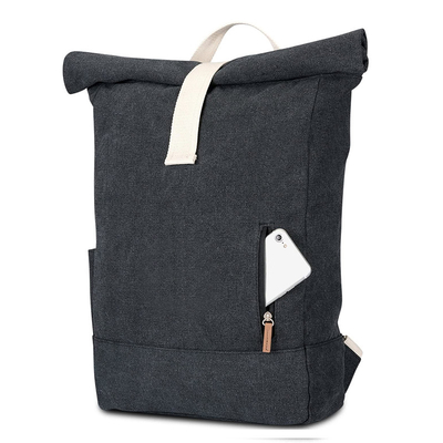 RPET Vintage Roll Top Sırt Çantası Sağlam Rolltop Laptop Sırt Çantası Suya Dayanıklı