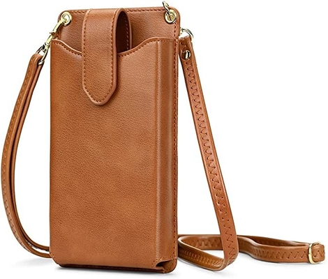 Küçük Cep Telefonu Crossbody Cüzdan Suni Deri Malzeme Cep Telefonu Tutacağı